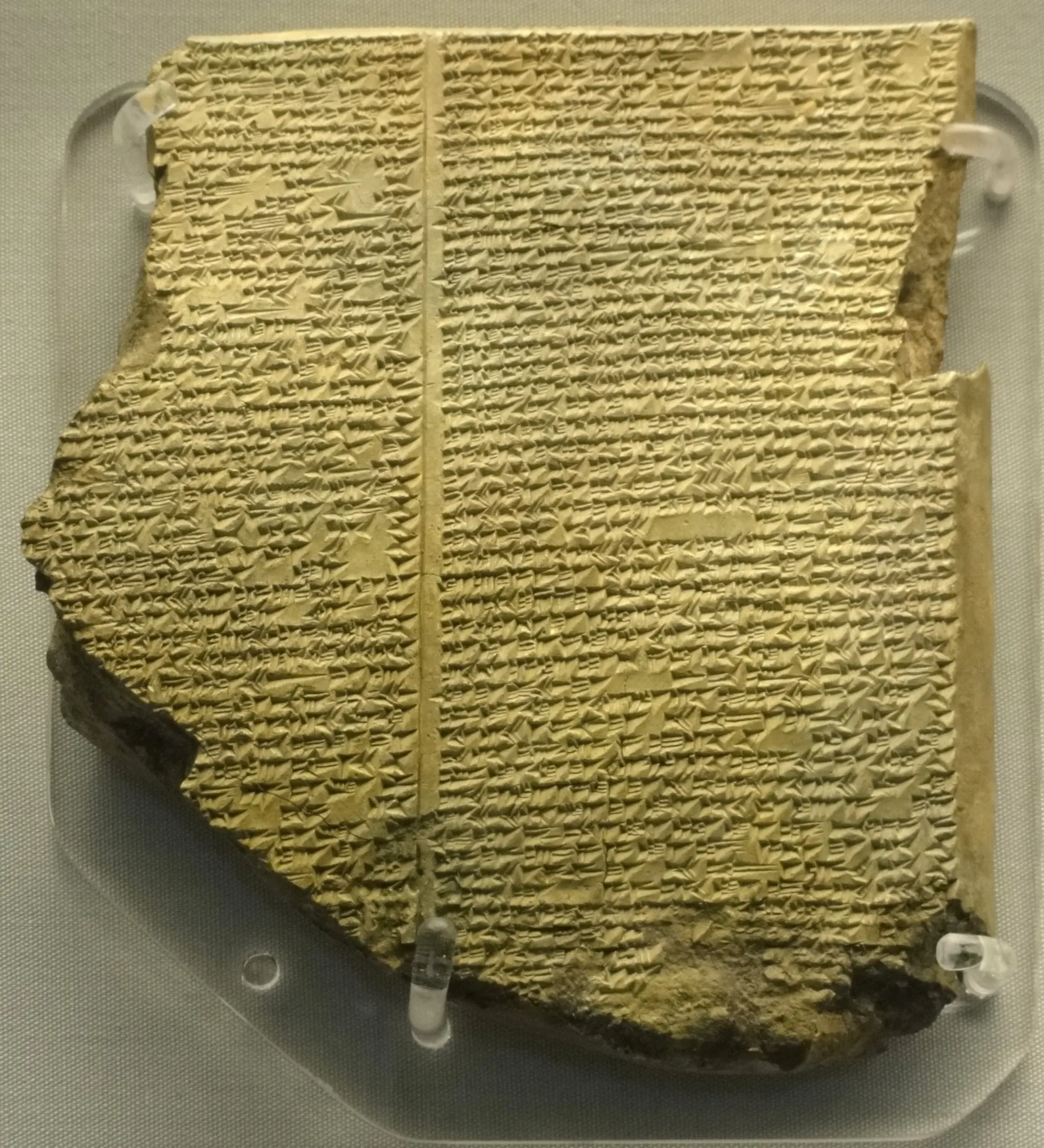 The Flood Tablet, Tablet XI of the Epic of Gilgamesh: a clay tablet covered in cuneiform, from the library, now in the British Museum